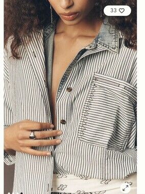 Pilcro Anthropologie Reworked Long Sleeve Button Down Stripes